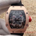 Copy Richard Mille RM 27-01 Rose Gold Case Black Inner Black rubber Watch